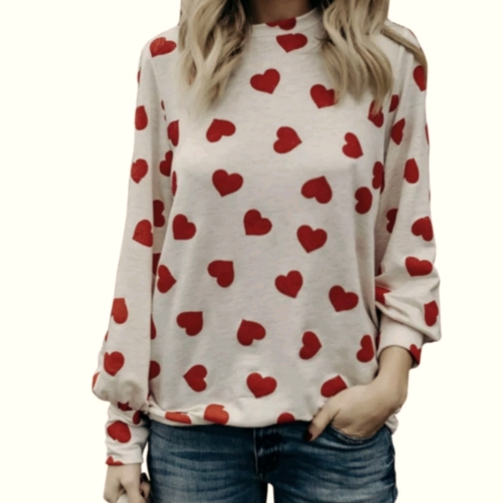 LONG SLEEVE RED HEART TEE - Picture 1 of 7